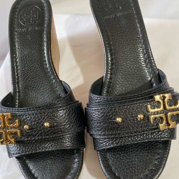 Tory Burch Shoes - TORY BURCH- Elina Platform Black Wedge Slides